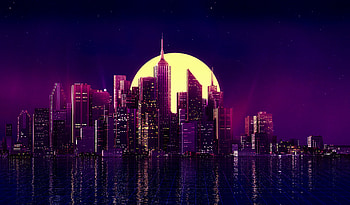 Neon City Buildings Reflection Skycrapper Minimalism , neon, city, buildings, reflection, skycrapper, artist, artwork, digital-art, minimalism, minimalist HD wallpaper
