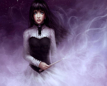 Woman In Purple Haze, purple, candle, stars, haze, woman HD wallpaper