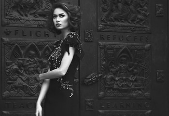 Door, black, model, woman, dark HD wallpaper