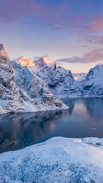 Lofoten beauty, Arctic paradise, Winter landscapes, Fjord tranquility HD phone wallpaper