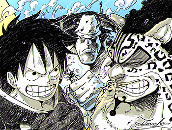 Luffy, Kuma, and Lucci, Anime, One Piece, Monkey D. Luffy, Bartholomew Kuma, Rob Lucci HD wallpaper