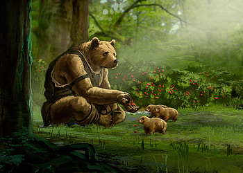 Fantasy, Animal, Bear, Berry, Fantasy Animals HD wallpaper