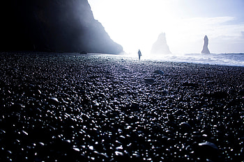 Pebble, Dark, Coast, Silhouette, Fog HD wallpaper