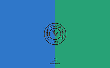 Rizespor, green blue background, Turkish football team, Rizespor emblem, Super Lig, Turkey, football, Rizespor logo HD wallpaper