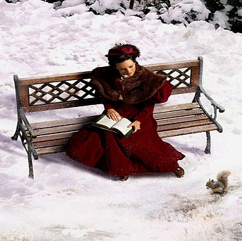 WINTER TIME .., winter, squarl, lady, white, red, friendship HD wallpaper