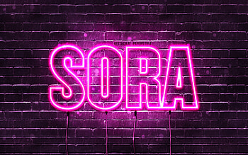 Happy Birtay Sora, , pink neon lights, Sora name, creative, Sora Happy Birtay, Sora Birtay, popular japanese female names, with Sora name, Sora HD wallpaper