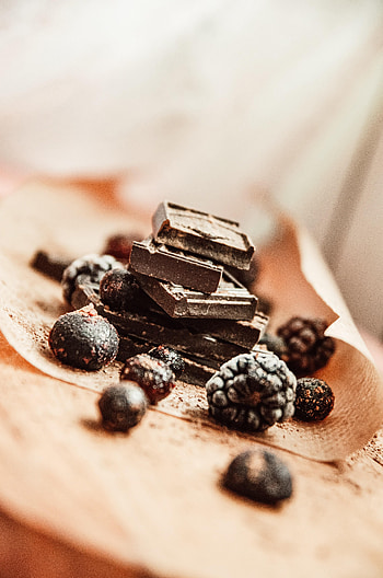 Food, Chocolate, Desert, Bilberries, Berries, Blackberry HD phone wallpaper