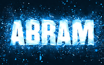 Happy Birtay Abram, , blue neon lights, Abram name, creative, Abram Happy Birtay, Abram Birtay, popular american male names, with Abram name, Abram HD wallpaper