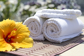 Spa - set, Yellow, Hibiscus, Flower, Towels HD wallpaper