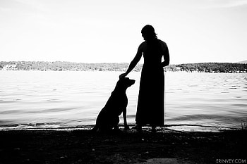 My Friend, dog, ocean, woman, beach HD wallpaper