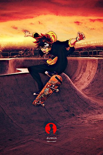 Reki, skateboarder, sky, anime HD phone wallpaper