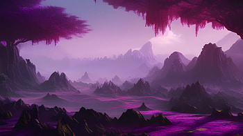 Purple Valley, artistic, mountain HD wallpaper