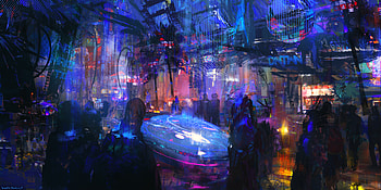 Busy Cyber Street , cyberpunk, street, artist, artwork, digital-art, deviantart HD wallpaper