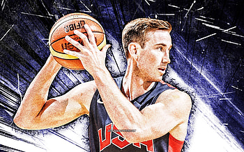 Gordon Hayward, grunge art, USA Basketball Mens National Team, Gordon Daniel Hayward, basketball, US mens national basketball team, blue abstract rays, Gordon Hayward HD wallpaper