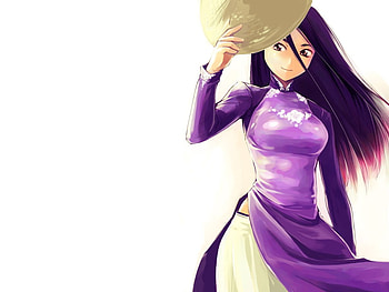 purple anime girl, purple, white, anime, girl, manga HD wallpaper