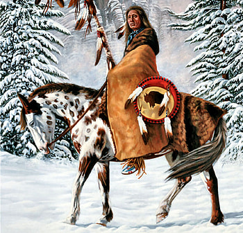 Chief Red Cloud, winter, art, beautiful, people, illustration, artwork, Native American, wide screen, painting, snow HD wallpaper