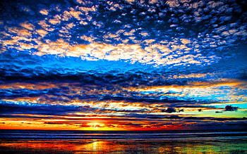 The Sky Is Beauty, sea, colorful, sky, wave, sunset, beach HD wallpaper