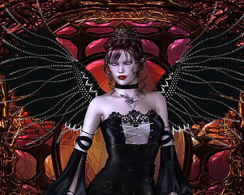 Goth Angel, black, goth, angel, chains, female HD wallpaper