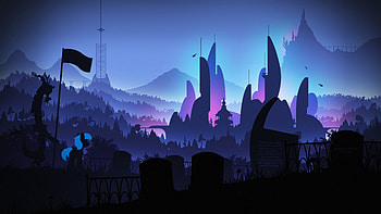 Silhouette, outdoor, fantasy town, city, artwork HD wallpaper