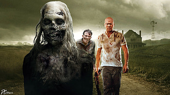 Zombie, Movie, Crossover, Bruce Willis, The Walking Dead HD wallpaper