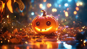 Charming Jack-o'-Lantern: A Halloween Delight, halloween, jack-o'-lantern, pumpkin, Festive, spooky HD wallpaper