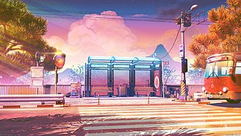 Bus Stops Anime, bus, anime-girl, anime, artist, artwork, digital-art, artstation HD wallpaper
