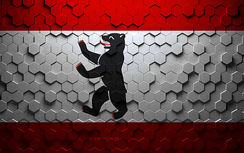 Flag of Berlin, honeycomb art, Berlin hexagons flag, Berlin, 3d hexagons art, Berlin flag HD wallpaper