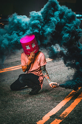 Smoke, Miscellanea, Miscellaneous, Mask, Human, Person, Street, Smoke Bomb HD phone wallpaper