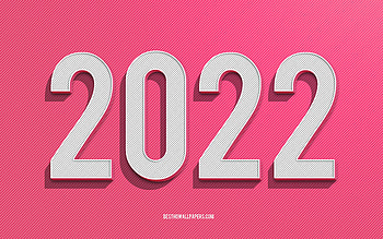 2022 New Year, 2022 Pink background, 2022 concepts, creative art, Happy New Year 2022, pink lines background HD wallpaper