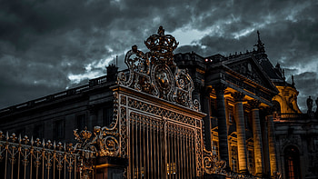 Cloudy sky, Versailles gate, Darkness architecture, Small group travel HD wallpaper