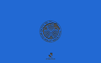 Mito HollyHock, blue background, Japanese football team, Mito HollyHock emblem, J2 League, Japan, football, Mito HollyHock logo HD wallpaper