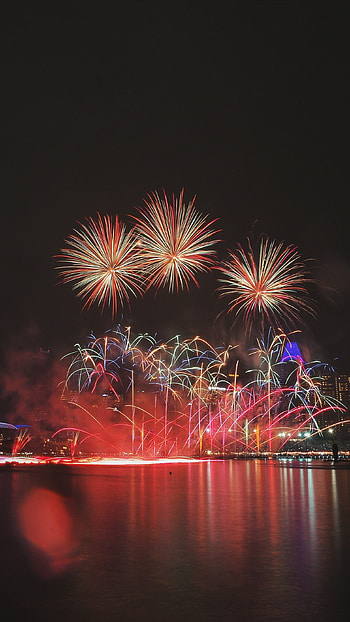 Happy New Year, Red Sparkles HD phone wallpaper