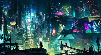 Cyberpunk City, cyberpunk, artist, city, digital-art, artwork, artstation HD wallpaper