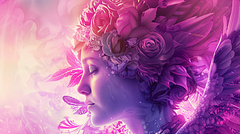 Discover Ethereal Grace, woman, fantasy, angel, portrait, flower HD wallpaper