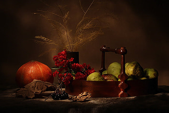 fruits basket, basket, still life, nature, fruits, nice HD wallpaper
