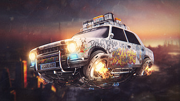 Graffiti Cyberpunk Car , cars, artist, artwork, digital-art, graffiti, behance HD wallpaper