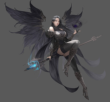 Black Death, Black, wings, girl, anime HD wallpaper