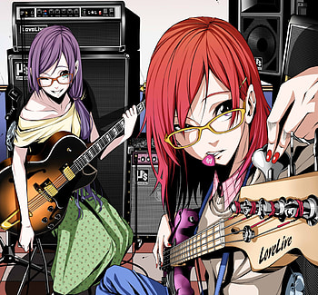 let's start, tuning, guitars, practice, anime, pretty, glasses, guitar, girls HD wallpaper
