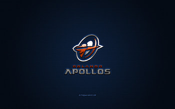 Orlando Apollos, American football club, blue logo, blue carbon fiber background, AAF, American football, Orlando, USA, Alliance of American Football, Orlando Apollos logo HD wallpaper