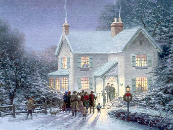 Caroling, winter, holiday, snow, christmas, santa HD wallpaper