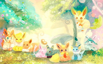 Pokemon, Vaporeon, Espeon, Manga, Flareon, Umbreon, Cute, Smile, Jolteon, Eeveelutions, Pocket Monsters, Happy, Playful, Sylveon, Glaceon, Anime, Fun, Sweet, Leafeon, Group, Eevee HD wallpaper