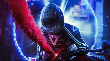 Biker Boy , biker, artist, artwork, digital-art, neon HD wallpaper