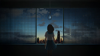 Alone Girl Looking Out At A City Skyline, alone, girl, anime-girl, artist, artwork, art, digital-art, ai, pixiv HD wallpaper