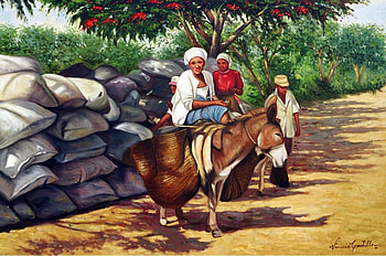 Vendedores de carton, by Vinicio Castillo, painting, art, vinicio castillo, woman, tree HD wallpaper