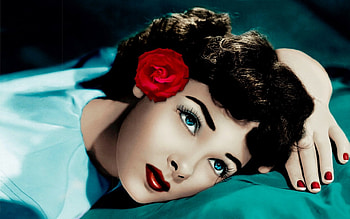 Beauty in the Eyes, eyes, beautiful, woman, rose, painting, pretty, brinette, Face, starlet HD wallpaper