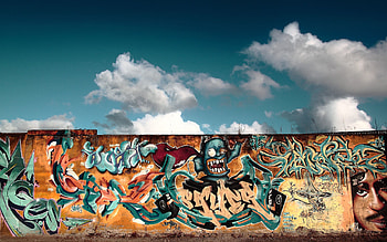 Cities, Sky, Clouds, City, Wall, Colorful, Colourful, Graffiti HD wallpaper