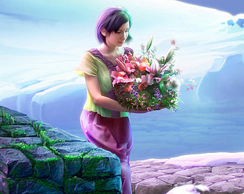 A basket full of flowers, colorful, colors, girl, beautiful, beautiful colors, basket, magical, flowers, amazing, splendor HD wallpaper