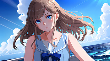 A girl on a brige of a boat, AI Art, Anime, girl, anime girl HD wallpaper