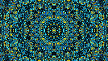 Yellow Blue Fractal Circle Bend Stripes Abstraction Abstract HD wallpaper