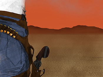 Drawing, Artistic, Desert, Gun HD wallpaper